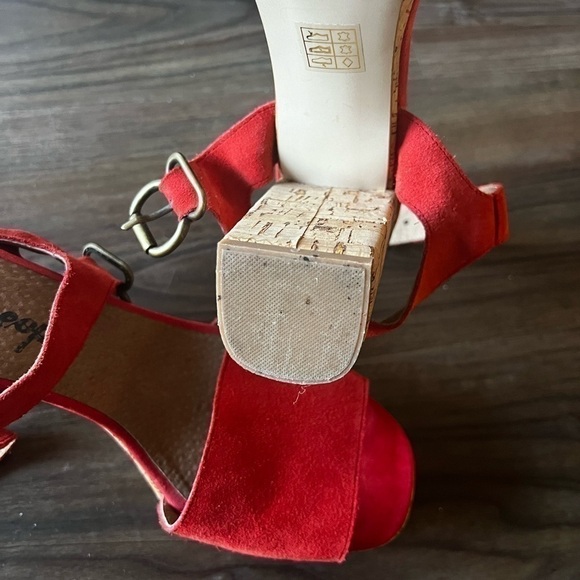 Free People Womens Cork Platform Sandals Shoes Red - Picture 13 of 13